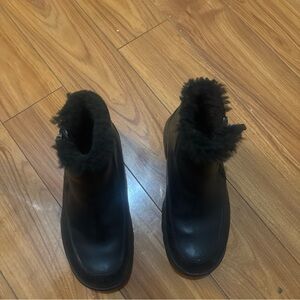 UGG Black Fur-Trimmed Winter Boots